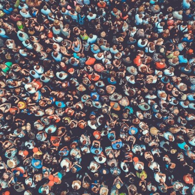 Multiples of One Million | Doug Nuenke | People crowd texture background. Bird eye view.